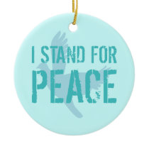 PEACE Christmas ornamentation in light blue ornaments