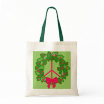 Peace Christmas Wreath Shopping Bag