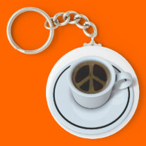 Peace coffee keychains