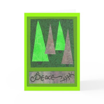 Peace Collage with Trees Greeting Card by ebroskie1234
