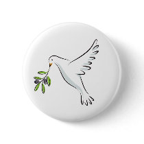 Peace dove with olive branch button