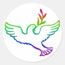 PEACE DOVES ROUND STICKER