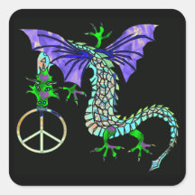 Peace Dragon Square Sticker