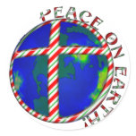 PEACE  EARTH  CHRIST JESUS CANDY CANE CHRISTMAS STICKER