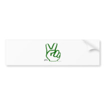 Peace Fingers - Green bumper stickers