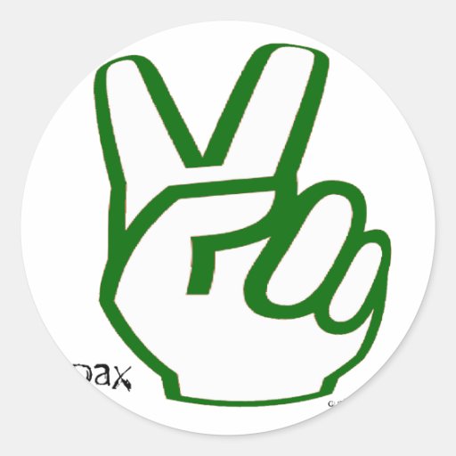 Peace Fingers - Green Round Stickers | Zazzle