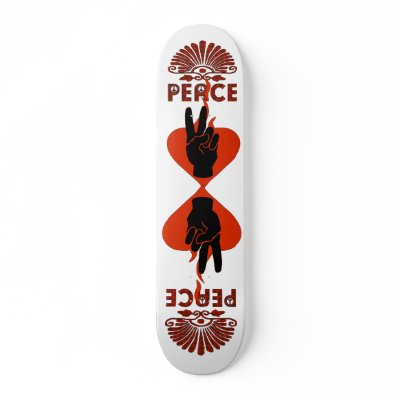 Peace Fingers Skate Board by orsobear A red and black tattooinspired 