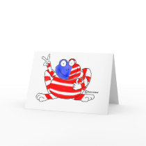Peace Flag USA Frog 4th of July Patriotic Cute Card