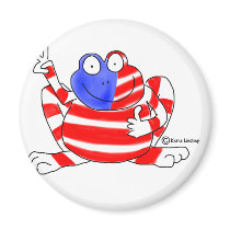 Peace Flag USA Frog 4th of July Patriotic Cute Fridge Magnet