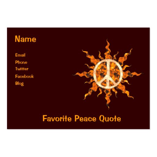 Peace Flame Spiral Business Card (front side)