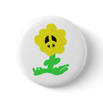 Peace Flower Pinback Button