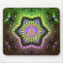Peace Flower Power Purple+Green Mousepad mousepads