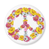peace flowers fridge magnets
