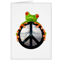 peace frog1 greeting cards