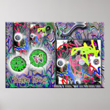 Peace Frog Butterfly Poster