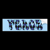 Peace - Harlequin Blu/Blk bumper stickers by melhi_ Peace - Harlequin Blu/Blk bumper stickers