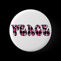 Peace - Harlequin Pink/Blk buttons by melhi_ Peace - Harlequin Pink/Blk buttons