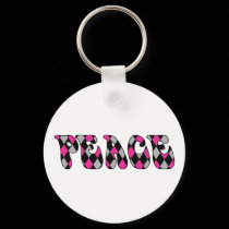 Peace - Harlequin Pink/Blk keychains by melhi_ Peace - Harlequin Pink/Blk keychains