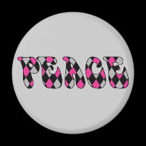 Peace - Harlequin Pink/Blk magnets by melhi_ Peace - Harlequin Pink/Blk magnets
