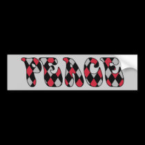 Peace - Harlequin Red/Blk bumper stickers by melhi_ Peace - Harlequin Red/Blk bumper stickers