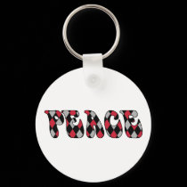 Peace - Harlequin Red/Blk keychains by melhi_ Peace - Harlequin Red/Blk keychains