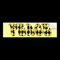 Peace - Harlequin Yel/Blk bumper stickers