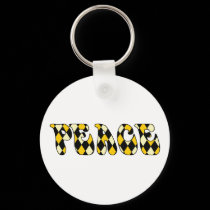 Peace - Harlequin Yel/Blk keychains