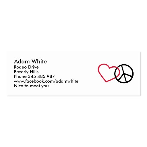 Peace & heart business card templates