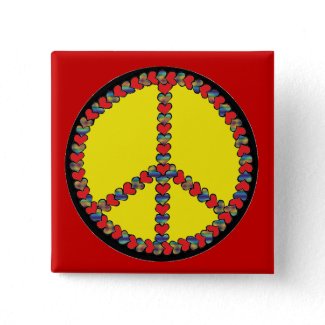 Peace Heart Square Pin button