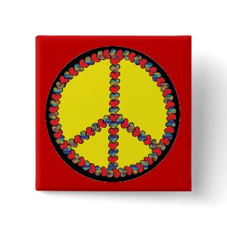 Peace Heart Square Pin button