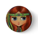 Peace Hippie Doll Button