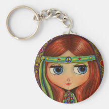 Peace Hippie Doll Keychain