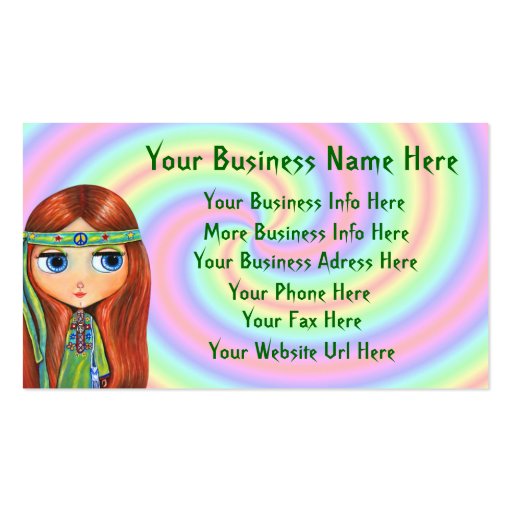 Peace Hippie Girl Business Card (front side)