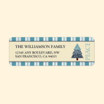 Peace Holiday Return Address Labels (blue) labels