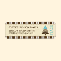 Peace Holiday Return Address Labels (brown) labels
