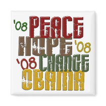 Peace Hope Change Obama 1 magnets by politicalboutique Peace Hope Change Obama 1 magnets