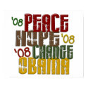 Peace Hope Change Obama 1 posters by politicalboutique Peace Hope Change Obama 1 posters
