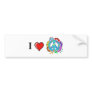 Peace: I love Peace and Planet Peek-A-Boo Bumper Sticker