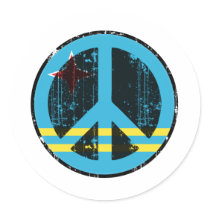 Peace In Aruba Round Sticker