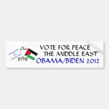 Peace in the Middle East Obama 2012 Bumper Sticker