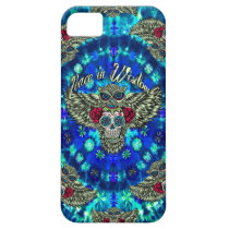 Peace in wisdom tie dye with sugar skull owl art. casemate cases