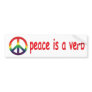 peace is a verb bumper stickers
