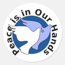 Peace is in our hands round sticker