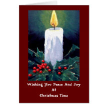 PEACE, JOY, CHRISTMAS CARD: CANDLE