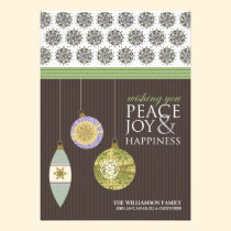 Peace Joy & Happiness Holiday Card (brown/sage) invitations