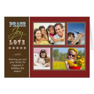 Peace-Joy-Love custom Family Holiday Card (red)