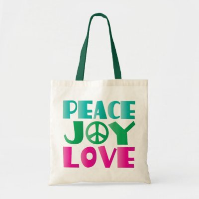Peace Joy Love Design Canvas Tote Gift Tote Bag by MainstreetShirt