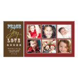 Peace-Joy-Love Family Holiday Photocard (crimson) Customized Photo Card