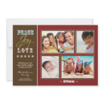 Peace-Joy-Love Family Holiday Photocard (red) Personalized Invitations