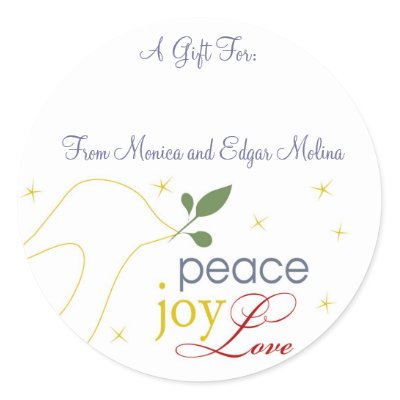 Custom gift tags featuring a Dove, spreading God's message of peace, love 